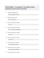 GCSE Maths - Foundation Tier Study Guide Questions and Correct Answers