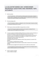 LA ADJUSTER SERIES 204: HOMEOWNER INSURANCE QUESTIONS AND ANSWERS 100% ACCURATE