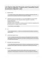 LA Claims Adjuster Property and Causality Exam (Louisiana Adjuster Law)