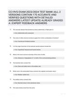 CCI RVS EXAM 2023/2024 TEST BANK |ALL 2 VERSIONS CONTAIN 170 ACCURATE AND VERIFIED QUESTIONS WITH DETAILED ANSWERS LATEST UPDATE| ALREADY GRADED A | EXPERT FEEDBACK ANSWERS