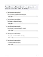 Patrol Practice Exam Questions and Answers 2024( A+ GRADED 100% VERIFIED).