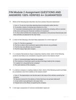 FIN Module 2 Assignment QUESTIONS AND ANSWERS 100% VERIFIED A+ GUARANTEED