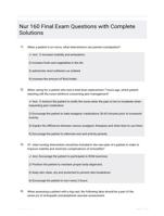 Nur 160 Final Exam Questions with Complete Solutions 