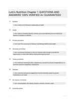 Lutz's Nutrition Chapter 1 QUESTIONS AND ANSWERS 100% VERIFIED A+ GUARANTEED