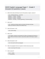 GSCE English Language Paper 1 - Grade 9 Answers & Questions (Jaws)