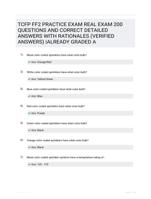 TCFP FF2 PRACTICE EXAM  REAL EXAM 200 QUESTIONS AND CORRECT DETAILED ANSWERS WITH RATIONALES (VERIFIED ANSWERS) |ALREADY GRADED A 