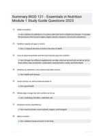 Summary BIOD 121 - Essentials in Nutrition Module 1 Study Guide Questions 2023