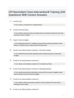 CPI Nonviolent Crisis Intervention Training |243 Questions| With Correct Answers.