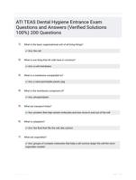 TEAS Dental Hygiene Entrance Exam Study Questions with Answers graded A+