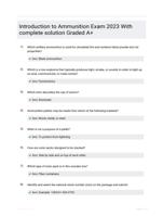 Introduction to Ammunition Exam Questions and Answers 2024