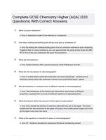 Complete GCSE Chemistry Higher (AQA) |320 Questions| With Correct Answers.