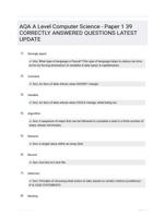 AQA A Level Computer Science - Paper 1 39 CORRECTLY ANSWERED QUESTIONS LATEST UPDATE