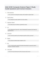 AQA GCSE Computer Science Paper 2 Study Guide Questions and Correct Answers