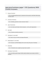 aqa gcse business paper 1 |95 Questions| With Correct Answers.