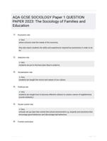 AQA GCSE SOCIOLOGY Paper 1 QUESTION PAPER 2023: The Sociology of Families and Education