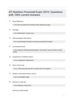 ATI Nutrition Proctored Exam 2019 | Questions with 100% correct Answers