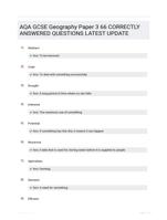 AQA GCSE Geography Paper 3 66 CORRECTLY ANSWERED QUESTIONS LATEST UPDATE