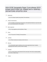 AQA GCSE Geography Paper 3 pre-release 2019 EXAM QUESTIONS (36 TERMS) WITH VERIFIED DEFINITIONS UPDATED 2024