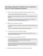 Sociology- Research methods exam questions Quiz for 2024 Updated Solutions