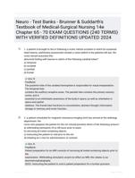 Neuro - Test Banks - Brunner & Suddarth's Textbook of Medical-Surgical Nursing 14e Chapter 65 - 70 EXAM QUESTIONS (240 TERMS) WITH VERIFIED DEFINITIONS UPDATED 2024