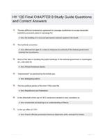 HY 120 Final CHAPTER 8 Study Guide Questions and Correct Answers