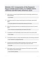 Module 2.02: Components of the Research Report EXAM QUESTIONS (10 TERMS) WITH VERIFIED DEFINITIONS UPDATED 2024