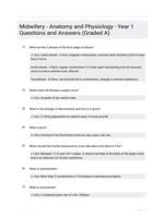 Midwifery - Anatomy and Physiology - Year 1 Questions and Answers (Graded A)