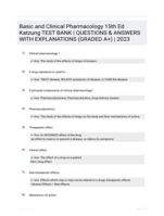 Basic and Clinical Pharmacology 15th Ed Katzung TEST BANK | QUESTIONS & ANSWERS WITH EXPLANATIONS (GRADED A+) | 2023