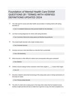 Foundation of Mental Health Care EXAM QUESTIONS (81 TERMS) WITH VERIFIED DEFINITIONS UPDATED 2024