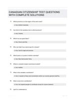 CANADIAN CITIZENSHIP TEST QUESTIONS WITH COMPLETE SOLUTIONS