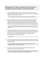 Biology Exam  Paper Questions and  Answers (Verified  Answers) BEST FOR 2024  EXAM