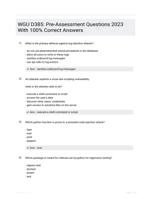  WGU D385: Pre-Assessment Questions 2023 With 100% Correct Answers 