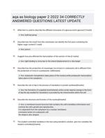 aqa as biology paper 2 2022 34 CORRECTLY ANSWERED QUESTIONS LATEST UPDATE