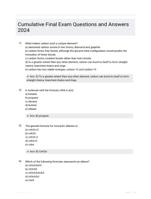 Cumulative Final Exam Questions and Answers 2024