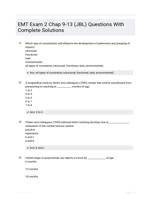 EMT Exam 2 Chap 9-13 (JBL) Questions With Complete Solutions