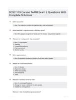 SCSC 105 Carson TAMU Exam 2 Questions With Complete Solutions