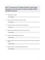 NCCT Insurance & Coding Practice Test Exam Questions and Answers (Latest Update 2023) Verified Answers 