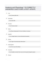 Anatomy and Physiology 118 CORRECTLY ANSWERED QUESTIONS LATEST UPDATE