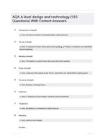 AQA A level design and technology |185 Questions| With Correct Answers.