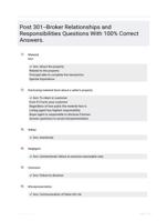 Post 301--Broker Relationships and Responsibilities  Questions With 100% Correct Answers.