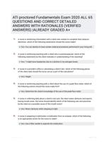 ATI proctored Fundamentals Exam 2020 (65 Questions and Answers) Great Solutions