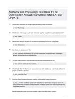 Anatomy and Physiology Test Bank #1 72 CORRECTLY ANSWERED QUESTIONS LATEST UPDATE