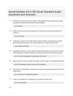 Social Studies 4-8 (118) Texas Teachers Exam Questions and Answers