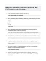 Maryland Home Improvement - Practice Test (PSI) | Verrified answers 2024