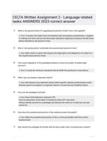 CELTA Written Assignment 2 - Language related tasks ANSWERS 2023 correct answer