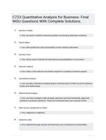 C723 Quantitative Analysis for Business- Final WGU  Questions With Complete Solutions.