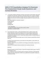 WGU C723 Quantitative Analysis For Business Pre Assessment Study Guide Questions and Correct Answers