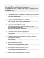 Nursing Theories Practice Questions QUESTIONS AND ANSWERS 100% VERIFIED A+ GUARANTEED