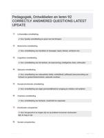 Pedagogiek, Ontwikkelen en leren 92 CORRECTLY ANSWERED QUESTIONS LATEST UPDATE