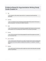 Evidence-Based & Argumentative Writing Study Guide Graded A+